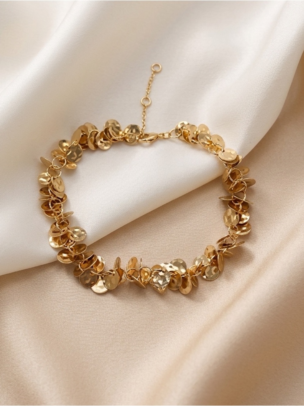 Gold Sequin Cluster Ankle Bracelet